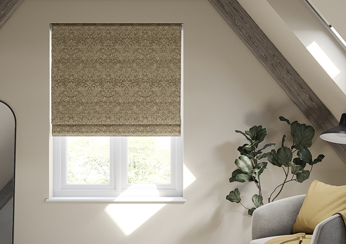 William Morris At Home Strawberry Thief, Woven Walnut - Roman Blind - Image 3